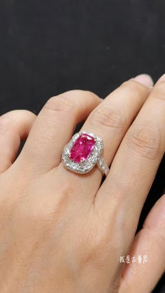 18K Gold Spinel Diamond Ring, GIA