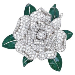 Oscar Heyman, Diamond Enamel Gardenia Brooch