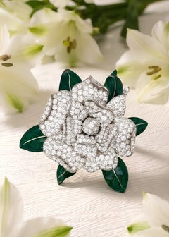 Oscar Heyman, Diamond Enamel Gardenia Brooch