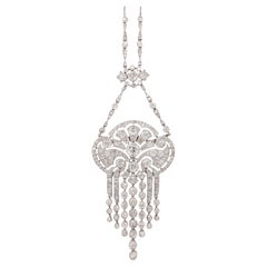 Belle Époque Diamond Pendant Necklace, Edwardian Era, 8.2 ct
