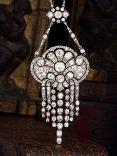 Collier avec pendentif en diamants de la Belle Époque, époque édouardienne, 8,2 carats