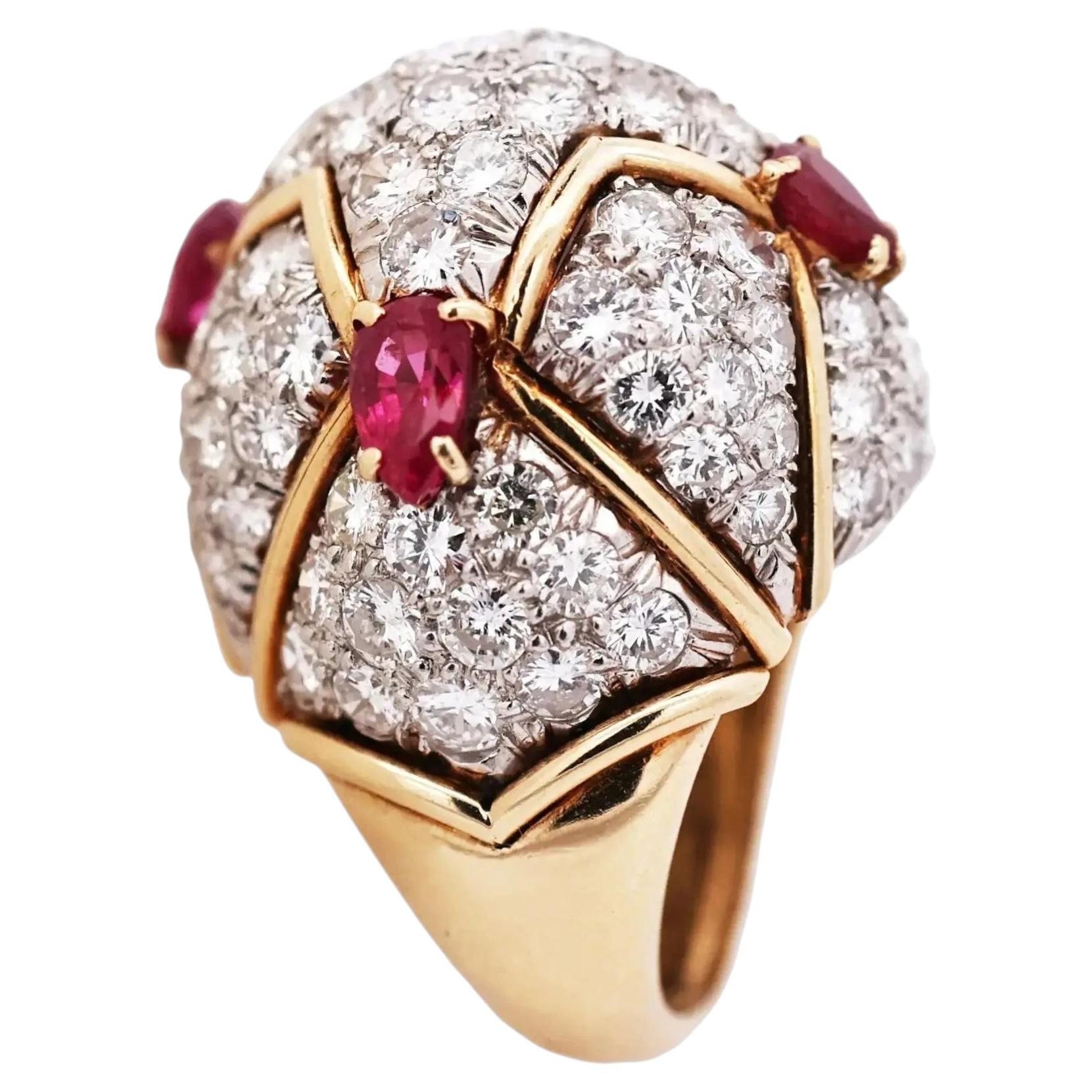 18K Gold Ruby Diamond Ring