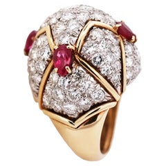 18K Gold Ruby Diamond Ring