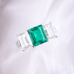 2.27ct Colombia no-oil Emerald Diamond Ring, AGL, GIA
