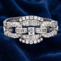 Art Deco Platinum Diamond Bracelet, Circa Mid 20th Century, 20ct Total