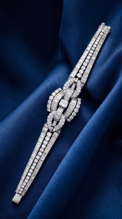Art Deco Platinum Diamond Bracelet, Circa Mid 20th Century, 20ct Total