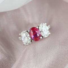 Platinum 1.64ct Burma no-heat Ruby Diamond Ring, GIA