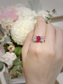 Platinum 1.64ct Burma no-heat Ruby Diamond Ring, GIA