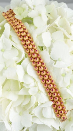 Tiffany & Co. 18K Gold Pink Sapphire Rosette Bracelet, Circa 1960s