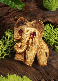 French 18K Gold Elephant Brooch
