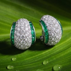 Oscar Heyman Platinum Emerald Diamond Drop Earrings, 8.26ct Diamonds