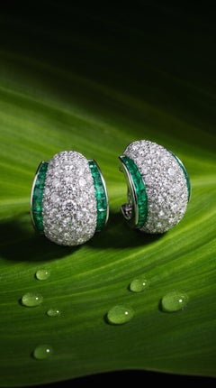 Oscar Heyman Platinum Emerald Diamond Drop Earrings, 8.26ct Diamonds