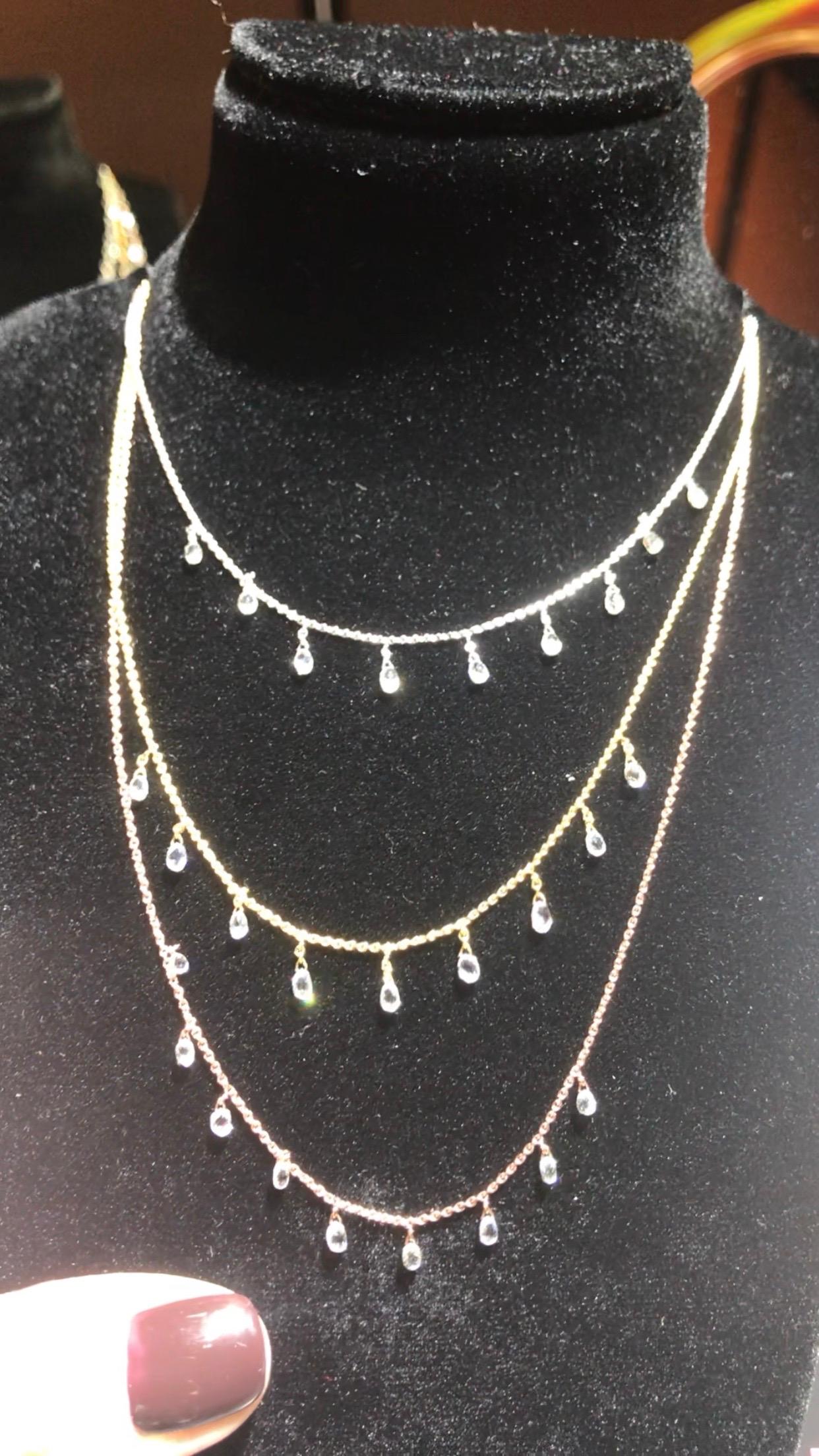 PANIM 1 Carat Mille Etoiles Dangling Diamond Necklace in 18 Karat White Gold In New Condition For Sale In Tsim Sha Tsui, Hong Kong