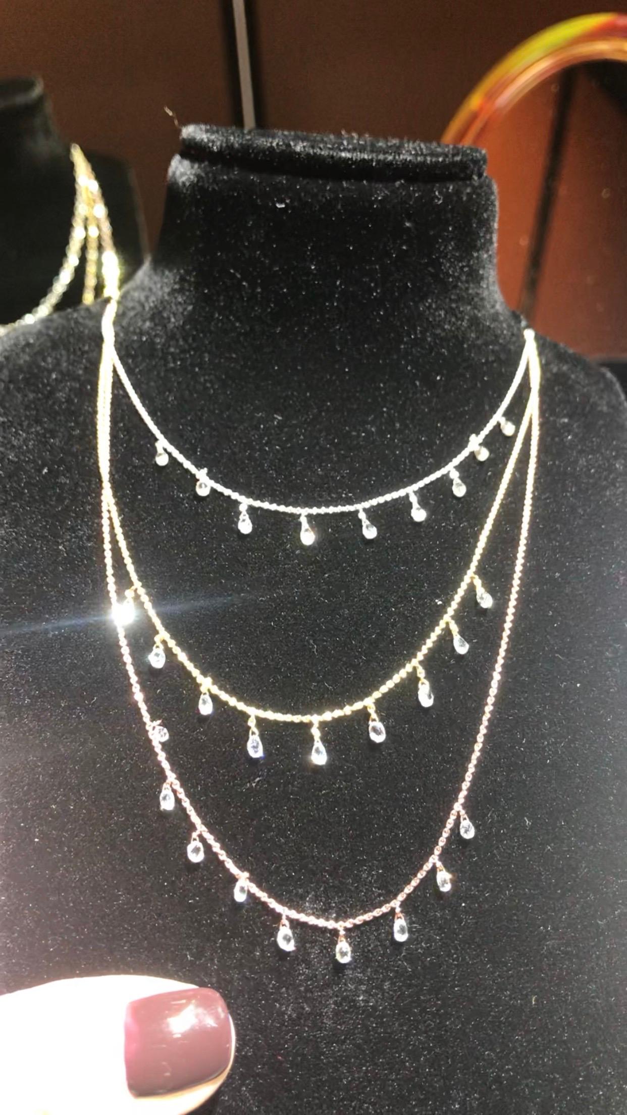 PANIM 1 Carat Mille Etoiles Dangling Diamond Necklace in 18 Karat White Gold For Sale 1