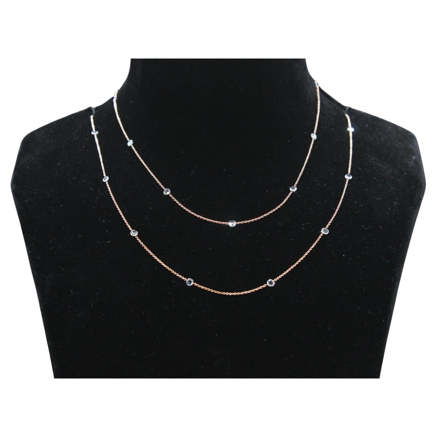 PANIM 18K White Gold 2 Carat Diamond Rosecut Circles Station Necklace For Sale