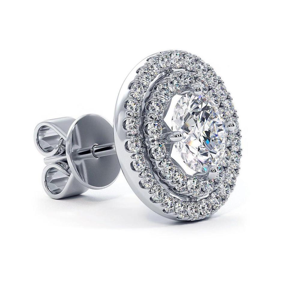 Versatile 1.63 Carat VS Round Diamond Solitaire Jacket Halo Stud Earrings in 14k White Gold. Certified by GIA lab in New York, with complete diamond grading report certificates. 

GIA 0.38 VS1 J & GIA 0.37 VS2 I carat solitaire diamonds,
with 0.88