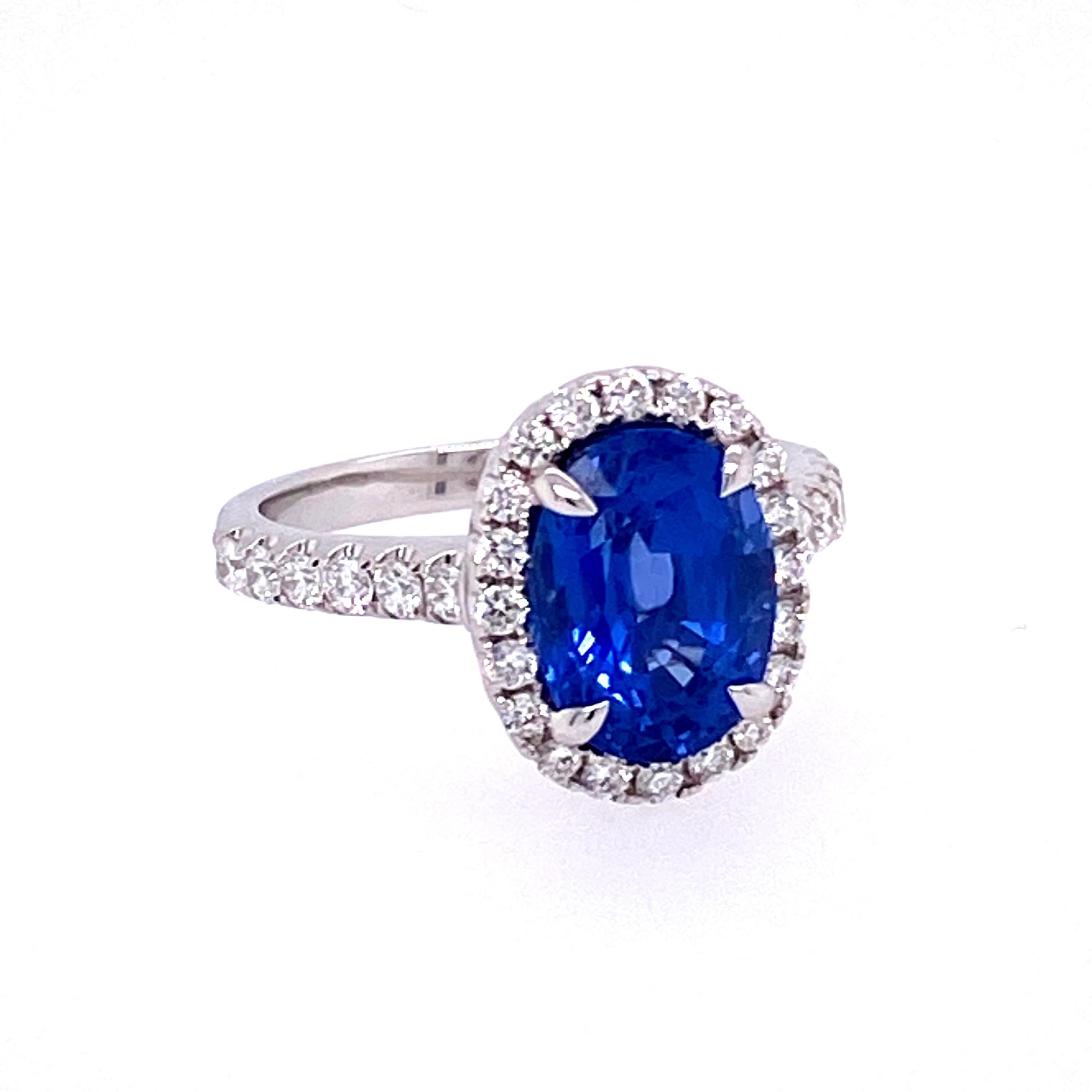 Oval Cut 3.84 Carat Oval Sapphire and Diamond Cocktail Ring