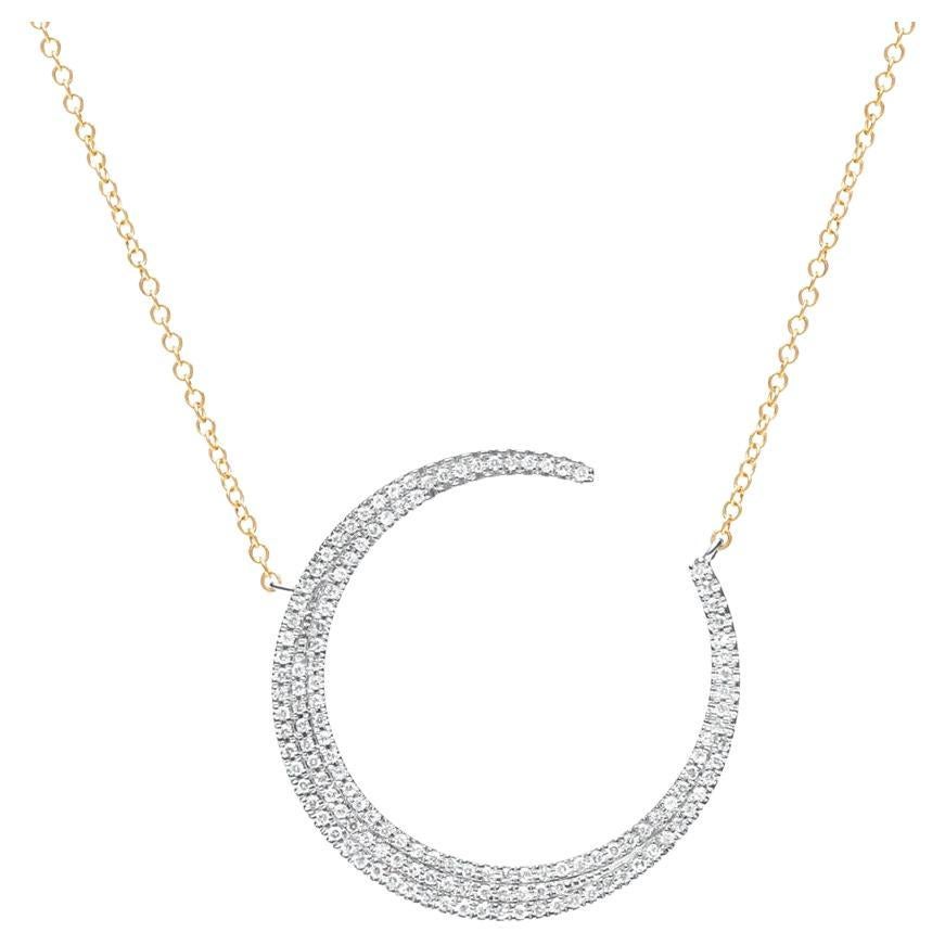 0.37 Carat Diamond Crescent Moon White
Yellow Gold Pendant Necklace