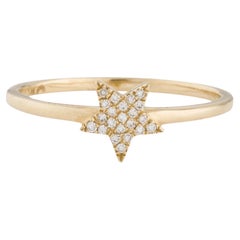 0,05 Karat Diamant Stern-Cluster-Mode-Ring aus Gelbgold