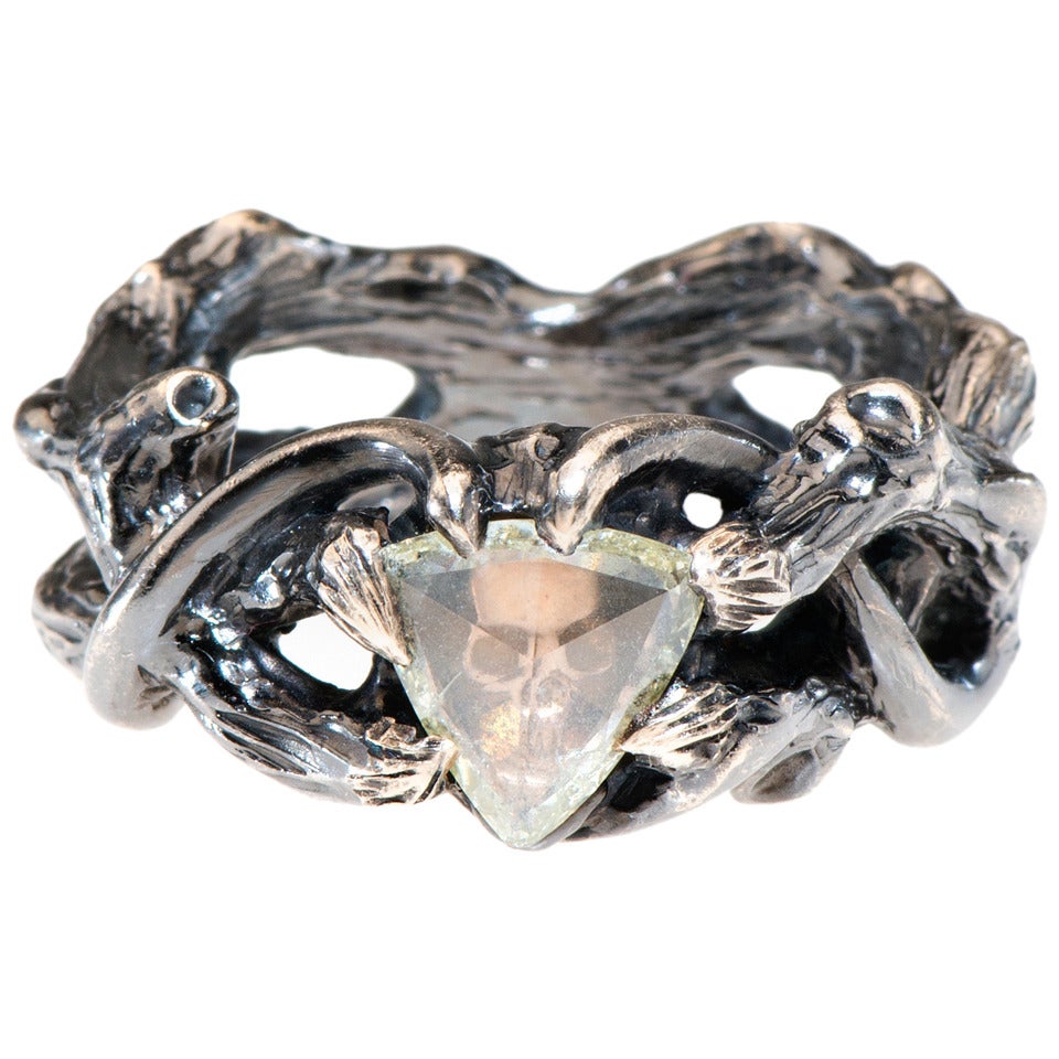 Secret Skull Diamond Gold Ring For Sale