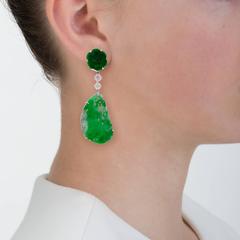 Jade Pearl Diamond Gold Clip Earrings