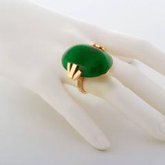 Gemmy Large Emerald and 18 Karat Gold Ring