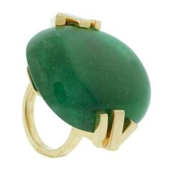 Gemmy Large Emerald and 18 Karat Gold Ring