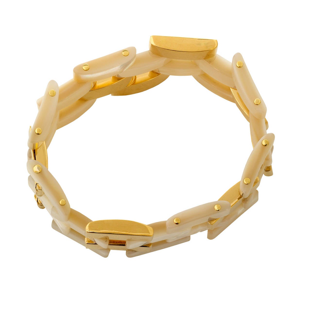Mother of Pearl Gold Link Bracelet