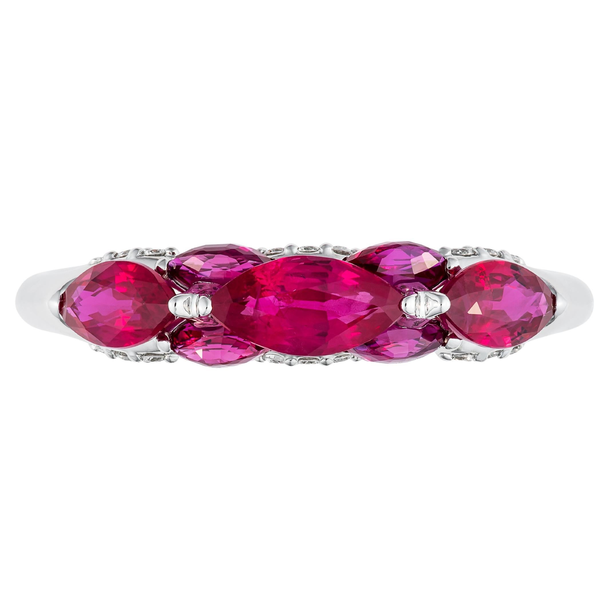 18K White Gold Ruby Diamond Ring by MOISEIKIN For Sale