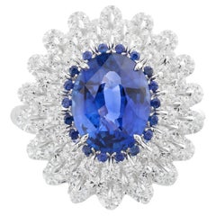 MOISEIKIN 18 Karat White Gold 2.58ct Sapphire Diamond Cocktail Ring