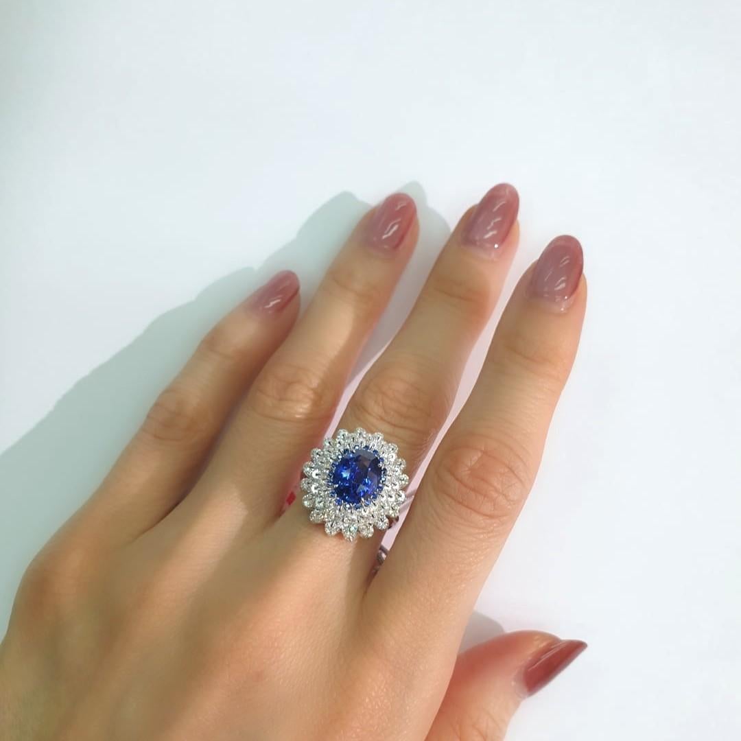 MOISEIKIN 18 Karat Weißgold 2,58ct Saphir Diamant Cocktail Ring Damen im Angebot