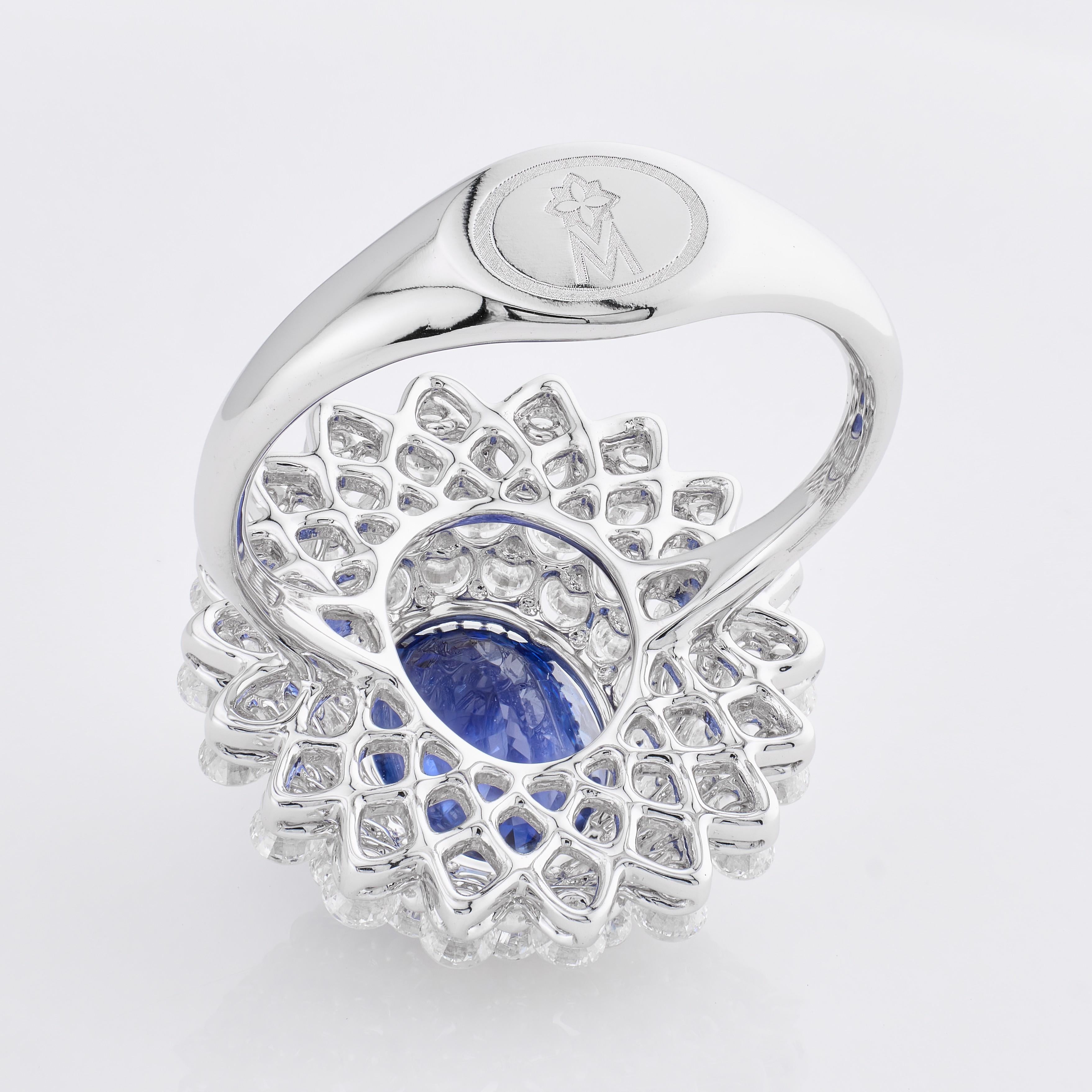 MOISEIKIN 18 Karat Weißgold 2,58ct Saphir Diamant Cocktail Ring im Zustand „Neu“ im Angebot in Hong Kong, HK