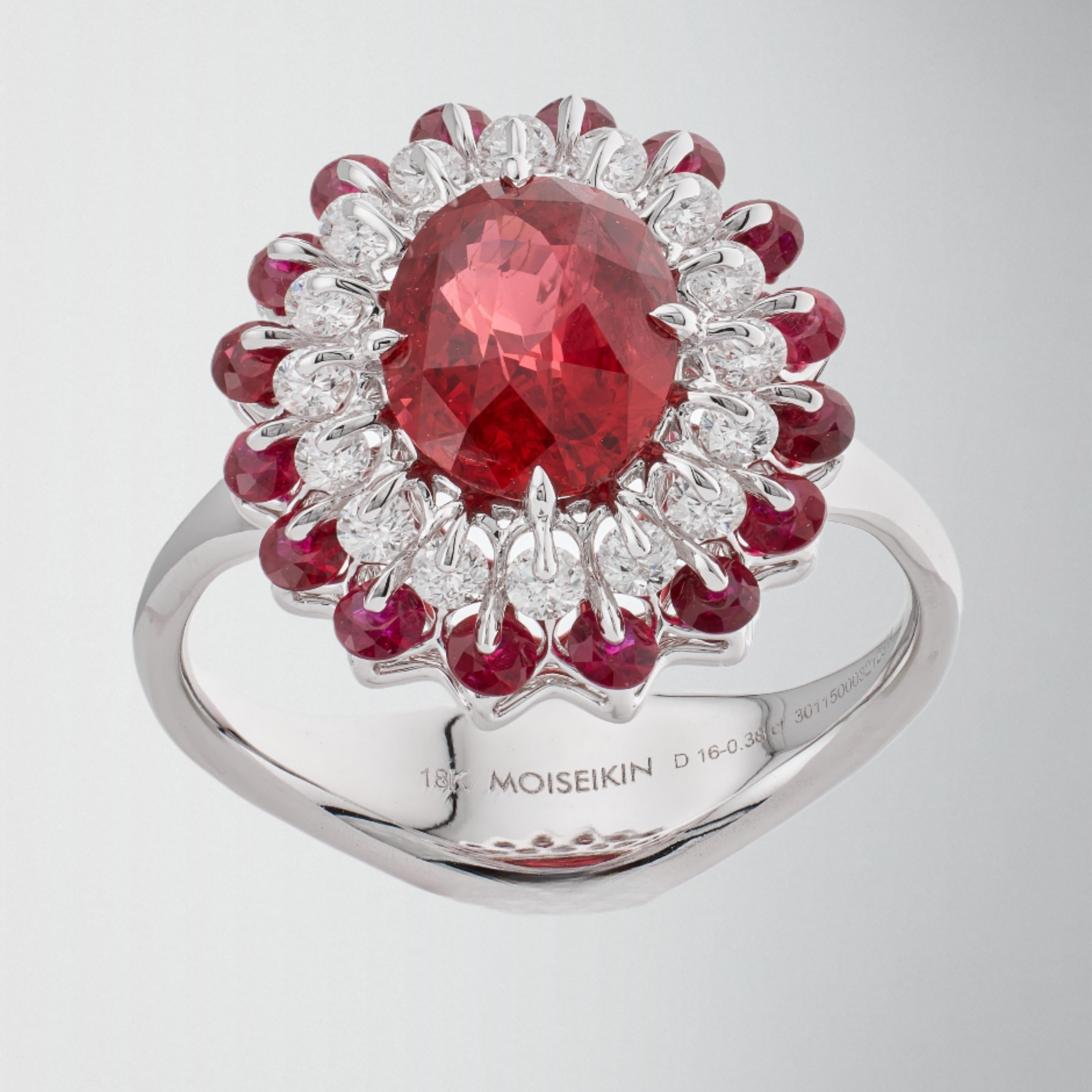 MOISEIKIN 18 Karat Weißgold 2,10ct No Heat Spinell Cocktail Ring (Zeitgenössisch) im Angebot