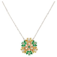 MOISEIKIN🄬 18 Karat White Gold Tsavorite and Sapphire Necklace