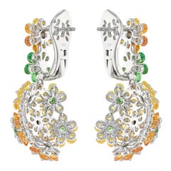 MOISEIKIN 18 Karat White Gold Tsavorite and  Yellow Sapphire Earrings