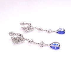 Boucles d'oreilles MOISEIKIN en or blanc 18 carats, avec diamants et tanzanite