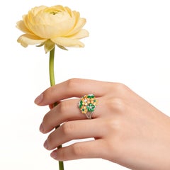 MOISEIKIN🄬 18 Karat White Gold Tsavorite and Sapphire Ring