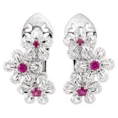 Boucles d'oreilles « Fleur » en or blanc 18 carats serties de diamants, MOISEIKIN