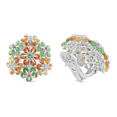 MOISEIKIN🄬 Boucles d'oreilles en or blanc 18 carats, avec tsavorite et saphir