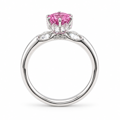 MOISEIKIN Bague lotus en or blanc 18 carats avec saphir rose et diamants