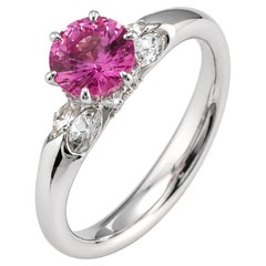 MOISEIKIN Bague lotus en or blanc 18 carats avec saphir rose et diamants