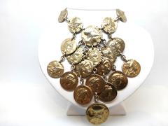 Nettie Rosenstein Sterling Silver Gilt Classical Greek "Drachma" Necklace