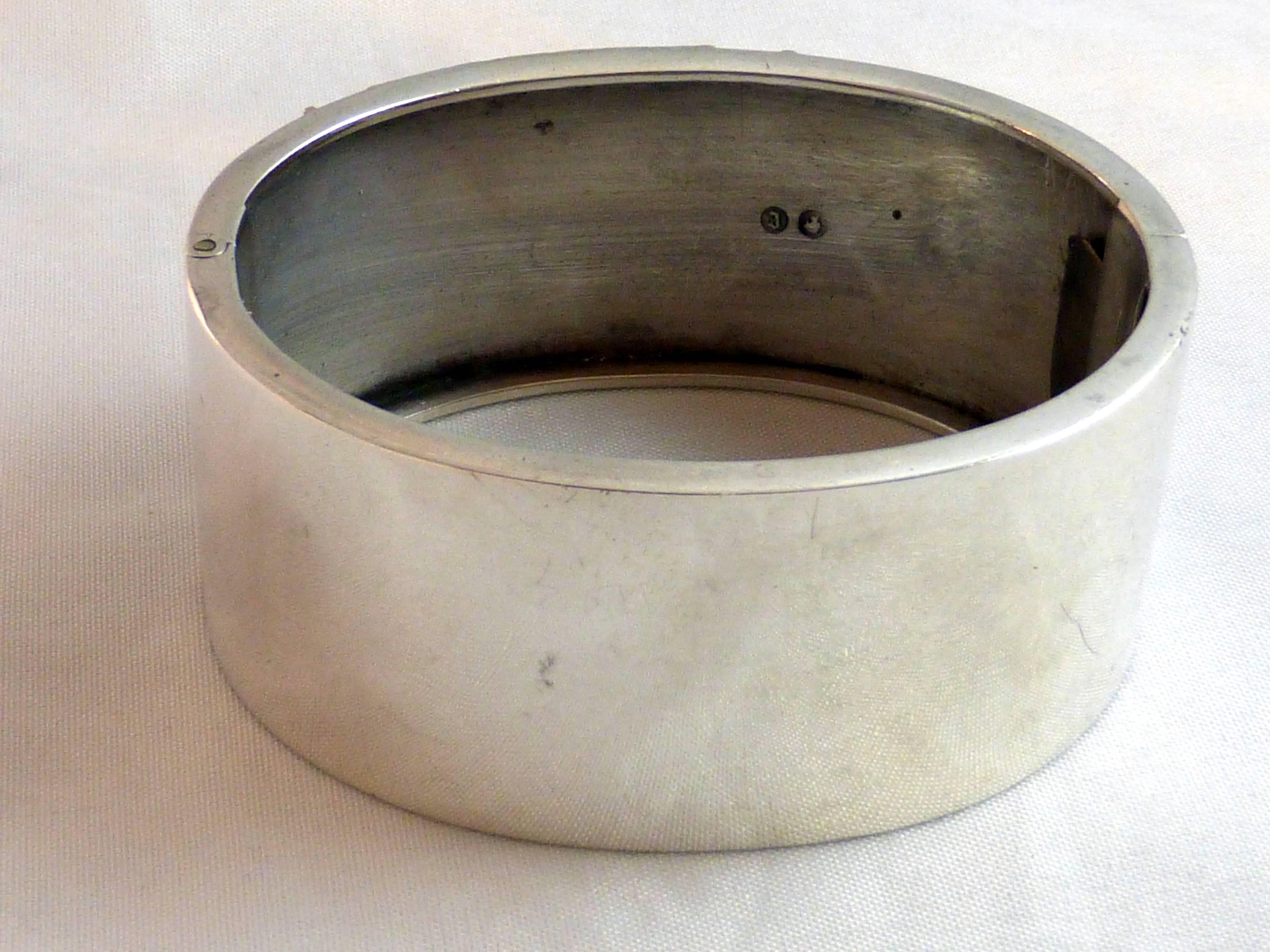 Victorian Sterling Silver Gold Bangle Bracelet In Excellent Condition In New York, NY