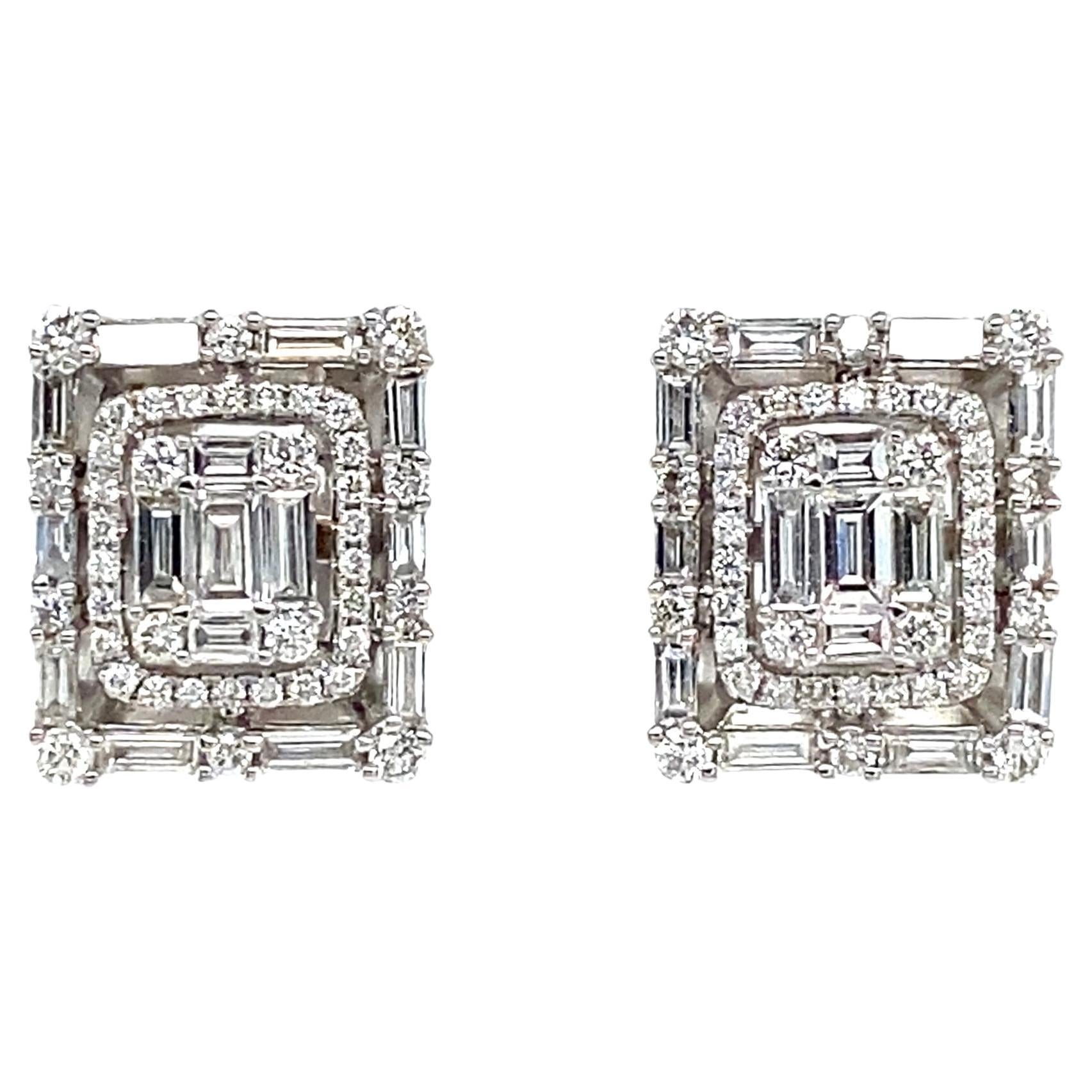 18k White Gold 3.60 Carat Diamond Stud Earrings