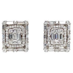 18k White Gold 3.60 Carat Diamond Stud Earrings