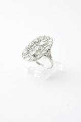 Edwardian Filigree Platinum Diamond Three-Stone Ring