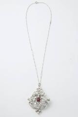 Black Starr and Frost Belle Epoque Spinel Diamond Pendant Brooch