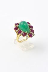 Emerald Ruby Diamond Gold Statement Ring
