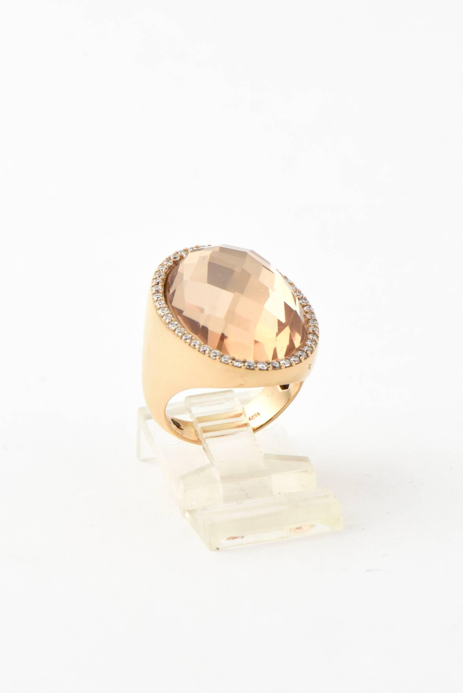 Women's Roberto Coin Classic Diamond Crystal Gold Cocktail Ring