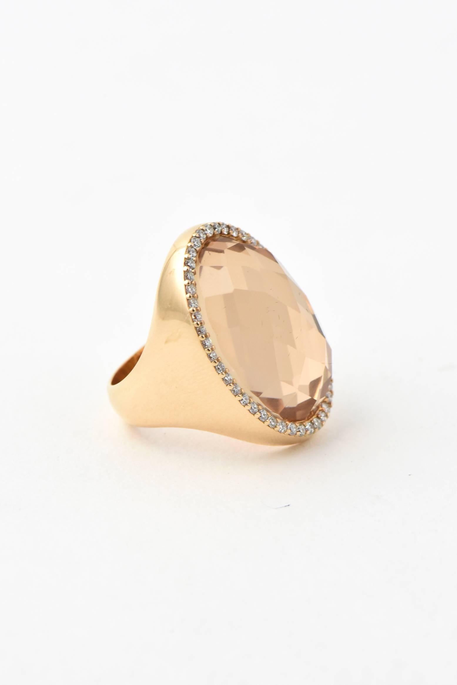 Roberto Coin Classic Diamond Crystal Gold Cocktail Ring In Excellent Condition In Miami Beach, FL